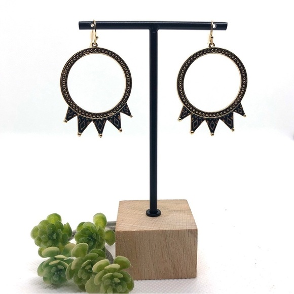 NWOT Jessica Simpson Gold Spike Hoop Earrings - Picture 2 of 7